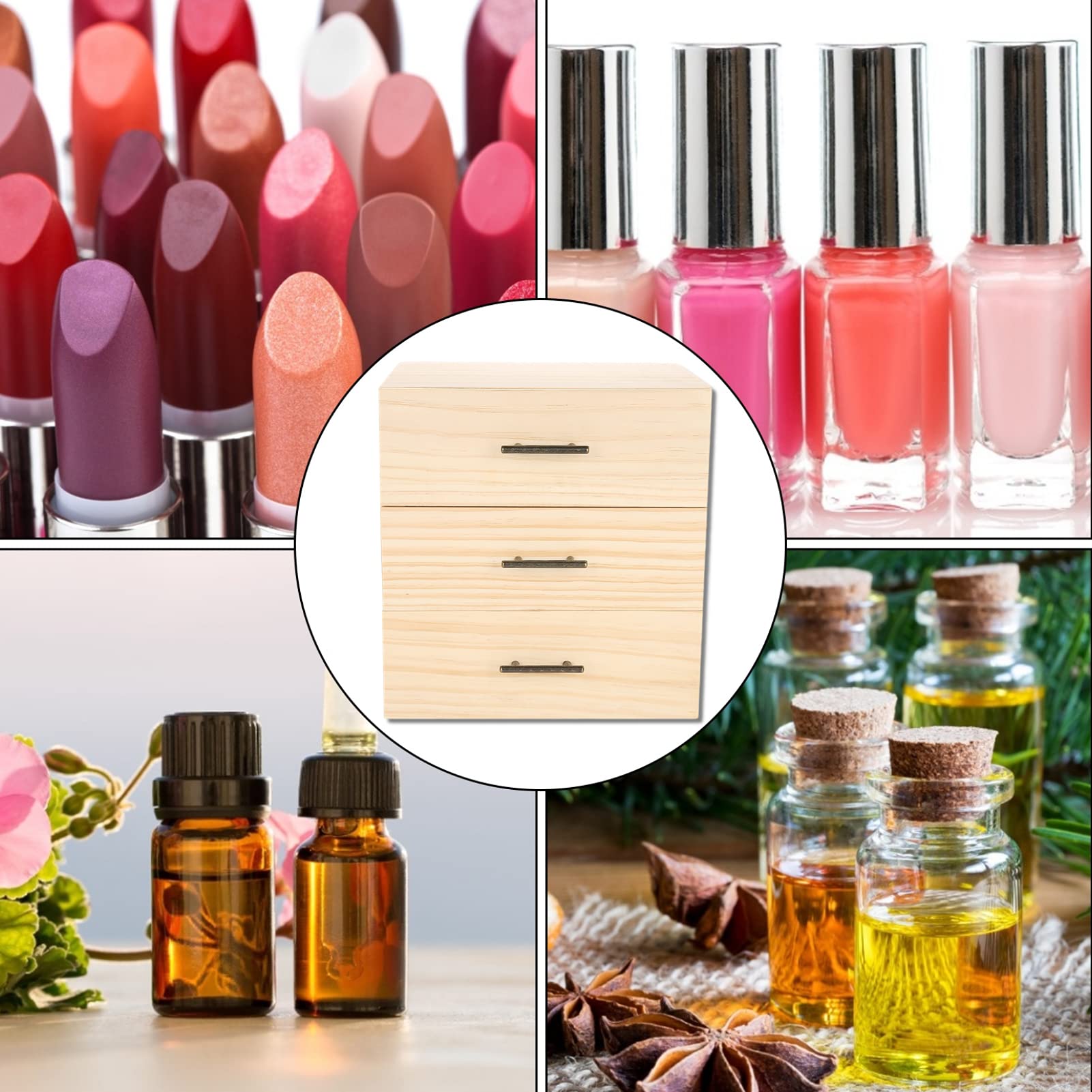 Houten etherische olie opbergdoos koffer houten organizer houdt flessen 5 ml, 10 ml, 15 ml en 30 ml houten houder voor het dragen van thuis opslag aromatherapie display - 3 roosters