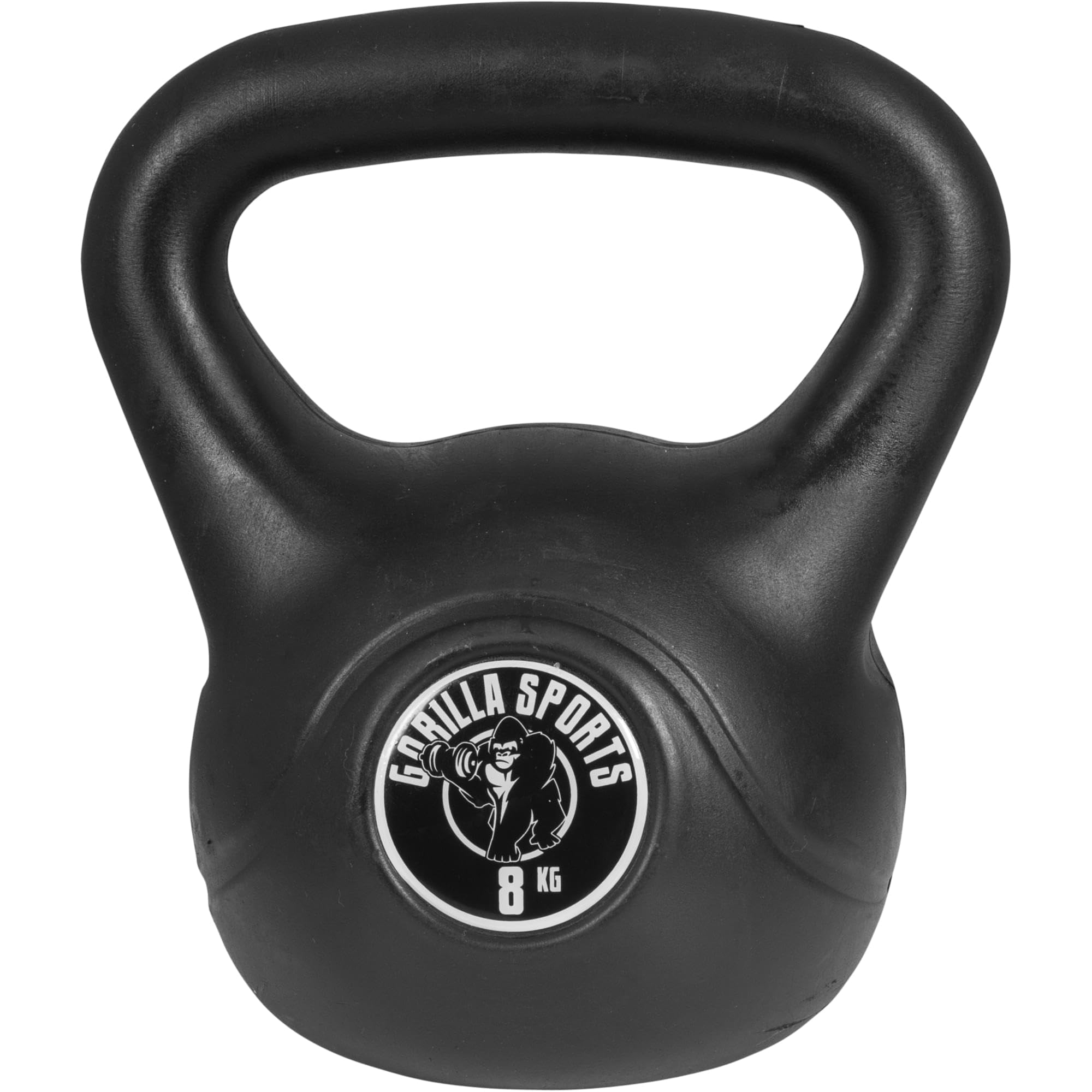 GORILLA SPORTS Kettlebell - Pesa rusa (2 kg, 3 kg, 4 kg, 5 kg, 6 kg, 8 kg, 10 kg, 12 kg, 14 kg, 16 kg, 18 kg, 20 kg, con/sin estante, de plástico, pesas rusas, peso esférico)