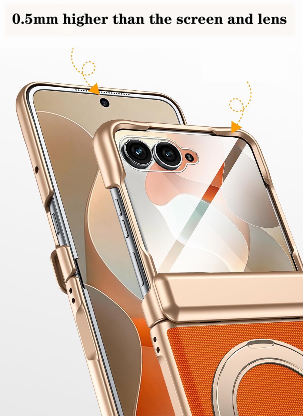 Skórzany Etui do Motorola Razr 70 Plus. Uchwyt, Zawiasny Etui do Telefonu dla Moto Razr+ 2026, Powłoka Telefonu Komórkowego, Rama Wsparcia