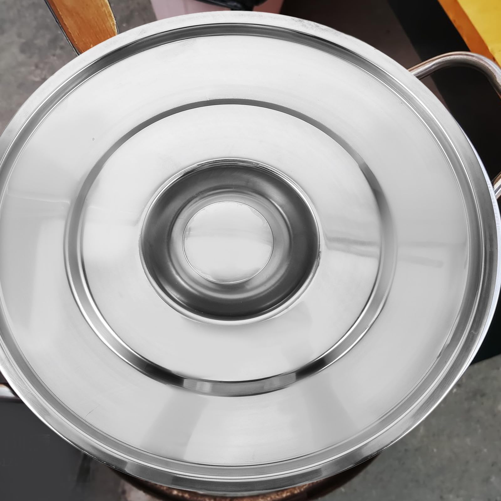 CRAFTHROU Coperchio in acciaio inox, 37 cm, con manico ergonomico, coperchio di ricambio per zuppe e grandi pentole in ferro, versatile in cucina