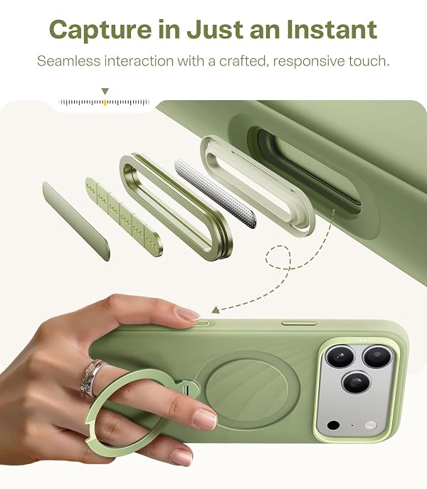 TORRAS Q3 Wind for iPhone 17 Pro Case Silicone, 360 Magnetic Stand, Fit for MagSafe, Camera Control, Safe Soft Elegant Phone Case for iPhone 17 Pro 6.3'', Sage Green by TORRAS - Used condition - Image 6