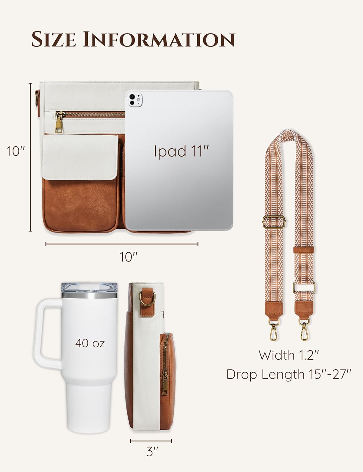 Yarnic Crossbody Bags for Women, Multi Pocket Crossbody Purse Vegan Leather Shoulder Handbags with Guitar Strap - Image 3