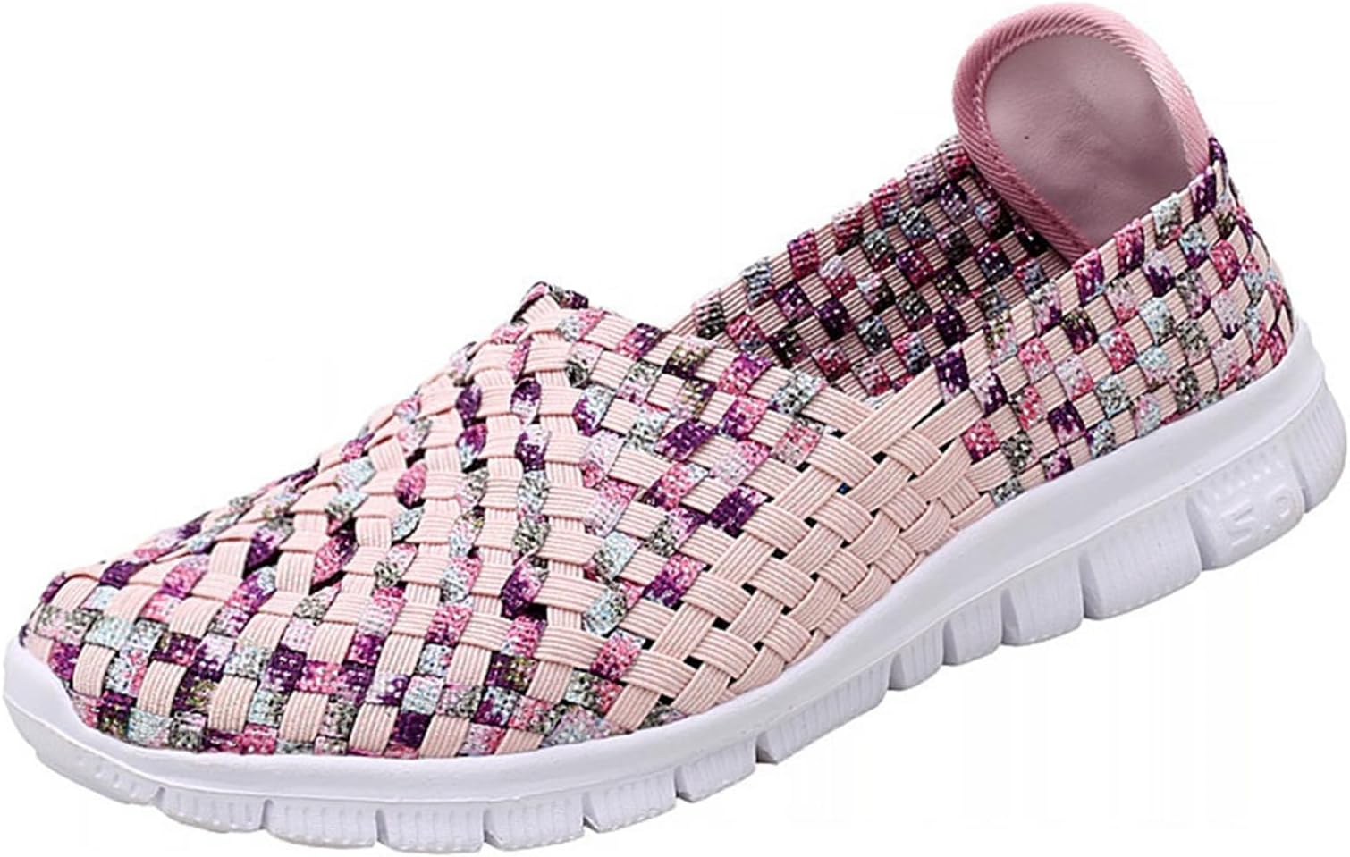 IcegreyWomen's Elastic Woven Walking Shoes Mary Jane Flats Breathable Slip on Sneakers