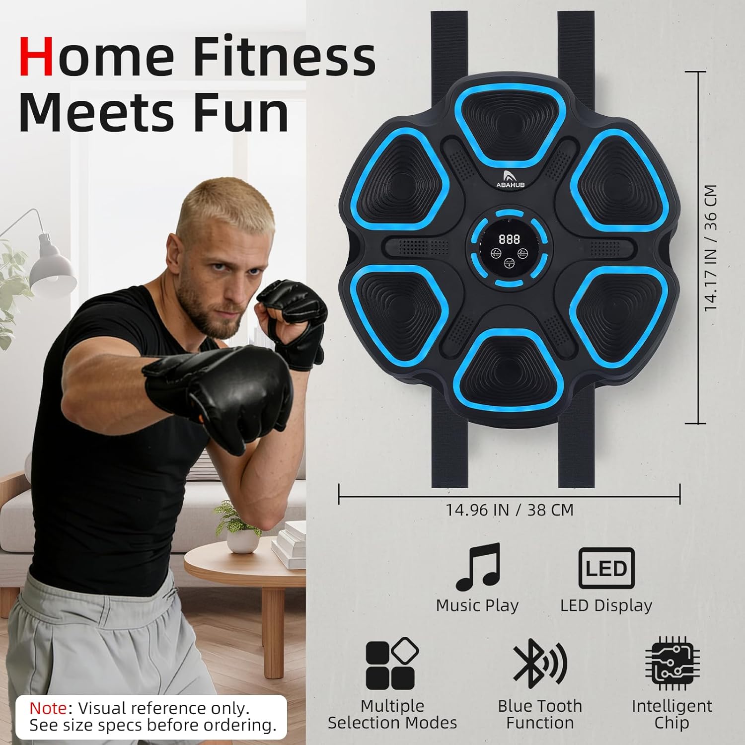 Abahub Music Boxing Machine for Adults & Kids - 11 Modes & Bluetooth Boxing Punch Machine, Home Fitness Equipment with Gloves, Wall Mounted Interactive Boxing Target, Nice Gift Choice