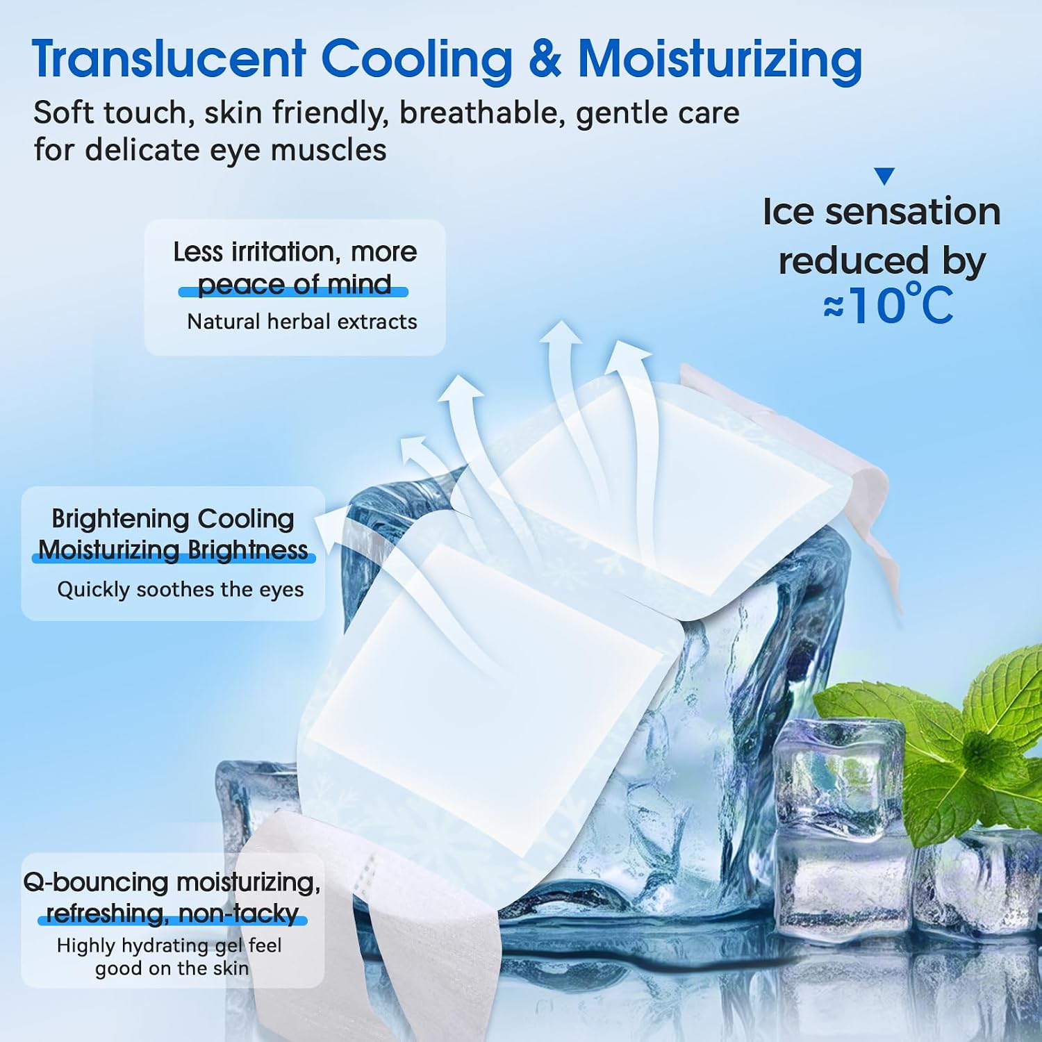 Gel Self Cooling Eye Mask, Hydrogel Cooling Eye Masks, Cold Compress for Puffiness and Dark Circles & Migraine Relief, Ice Sleeping Mask Cool Care Travel Essentials, Individually Wrapped (16 Packs)