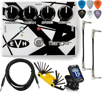Tonebird MXR EVH117 Flanger Electric Guitar Effects Pedal Instrument Cable, Multi-Tool, Dunlop Picks, True Tune Chromatic Tuner, Patch Cable Bundle