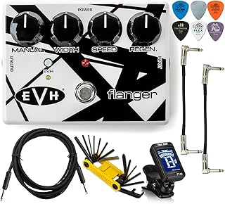Tonebird MXR EVH117 Flanger Electric Guitar Effects Pedal Instrument Cable, Multi-Tool, Dunlop Picks, True Tune Chromatic Tuner, Patch Cable Bundle