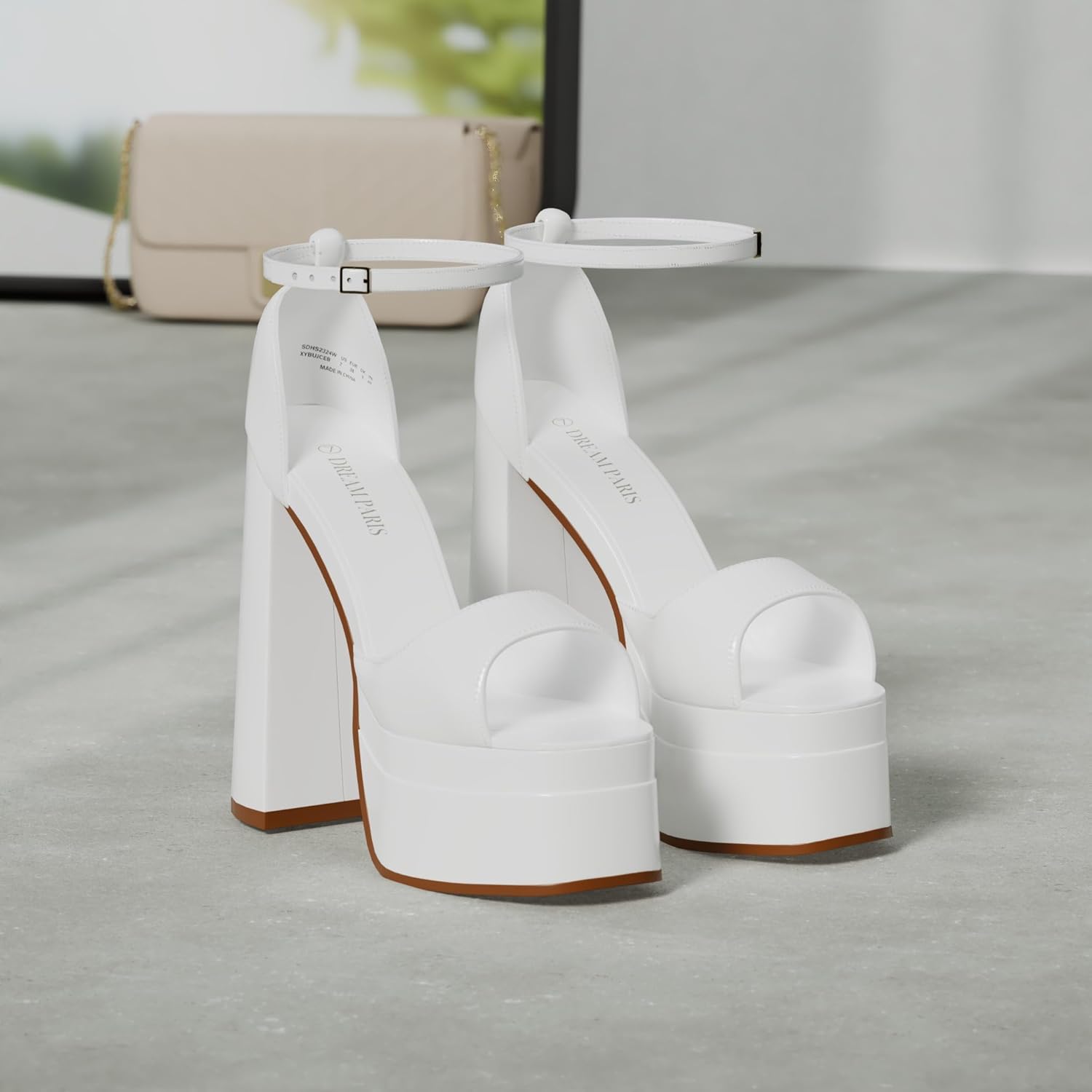 DREAM PAIRS High Heels Chunky Block Platform Heels for Women Ankle Strap Sexy Open Square Toe Heels Dressy Pumps Sandals - Image 3