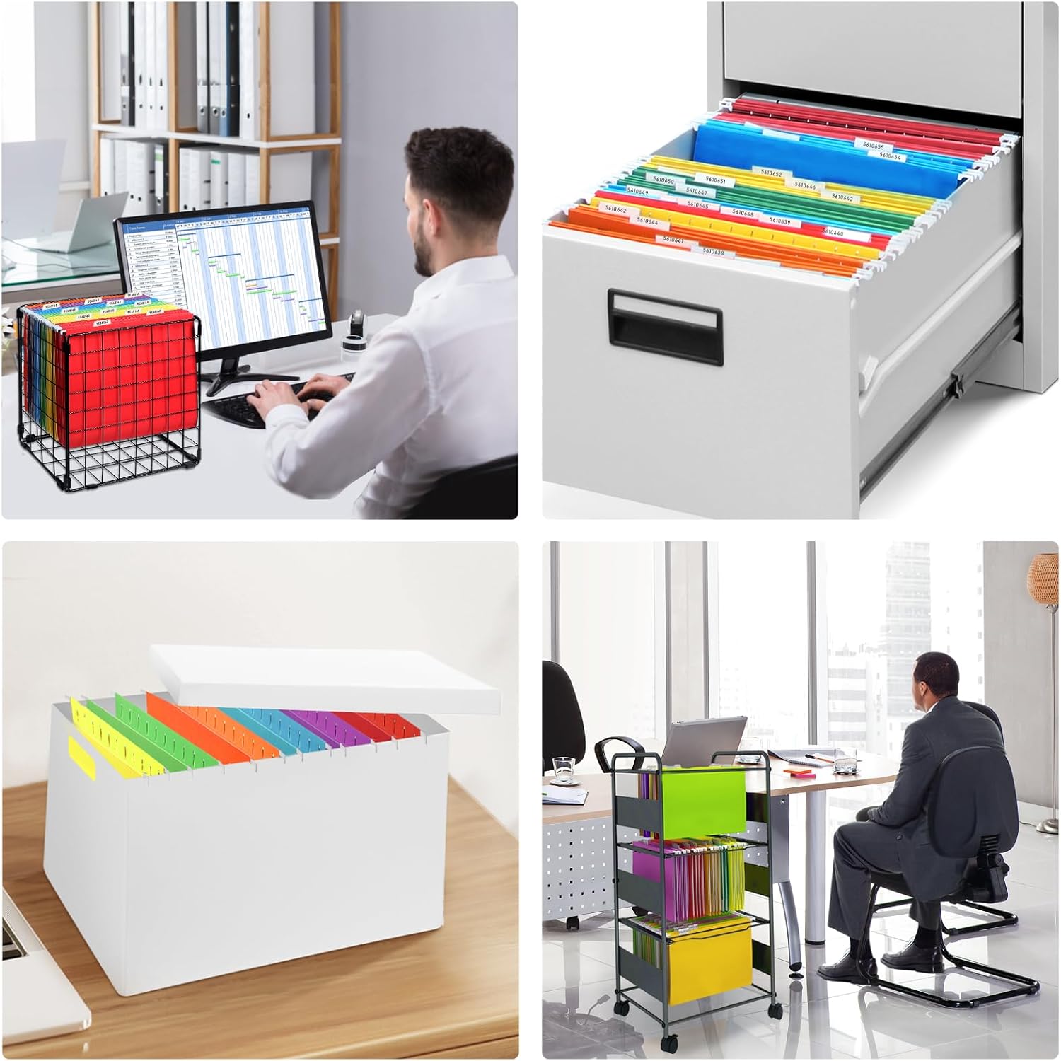 Legal Size Hanging Folders 12 Pack Hanging File Folders, Letter Size With 1/5-Cut Adjustable Tabs, 12 Selected Color - File Folder Organizer For Filing Cabinet Office Home Hanging Files - View #3