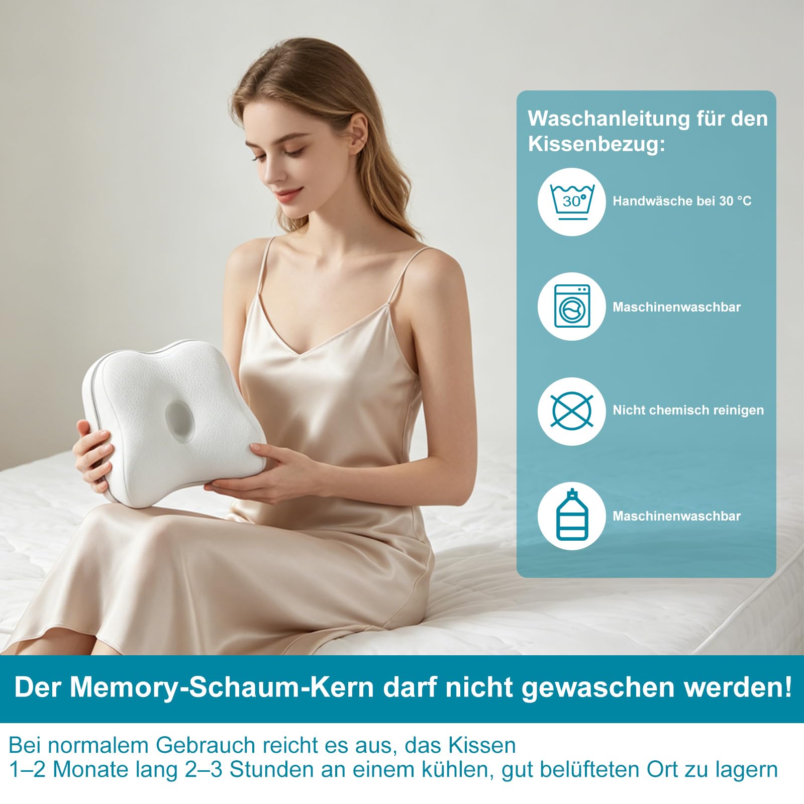 Almohada ortopédica para las rodillas para dormir de lado, almohada ortopédica para las rodillas, almohada ergonómica para el dolor, almohada de espuma viscoelástica para piernas con funda