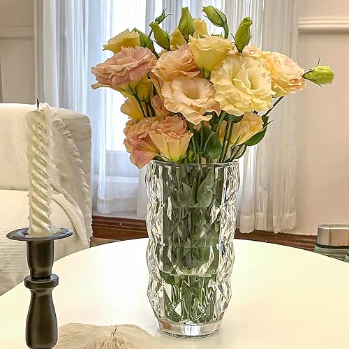 Miniatura 3 de Florero de cristal de 8.9 pulgadas, resistente para centros de mesa, flores, decoración del hogar, grandes jarrones de vidrio transparente para mesa