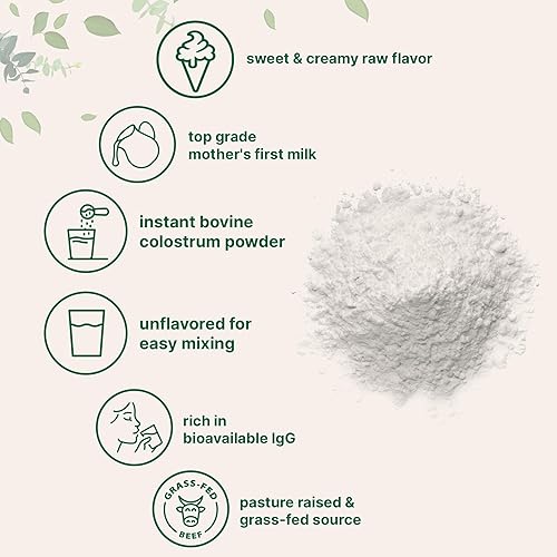 Miniatura 3 de Micro Ingredients Polvo de calostro bovino, 8 onzas  Alimentado con pasto, liofilizado  IgG natural e IgA  Apoya la salud inmune e intestinal  Sin