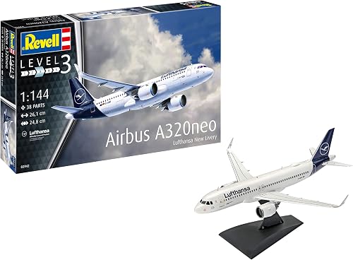 Revell 03942 Airbus A320neo "Lufthansa" New Livery 1:144 Scale Unbuilt/Unpainted Plastic Model Kit, 60