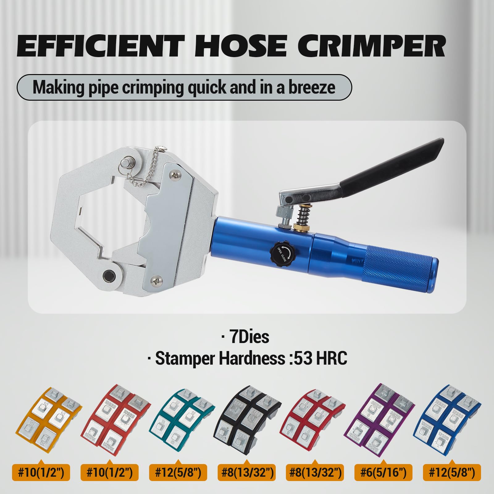 Garvee Crimpadora hidráulica manual para mangueras de aire acondicionado – Herramienta profesional portátil – 7 matrices – Reparación de sistemas Climatizador – Incluye tijeras y guantes – Compatible