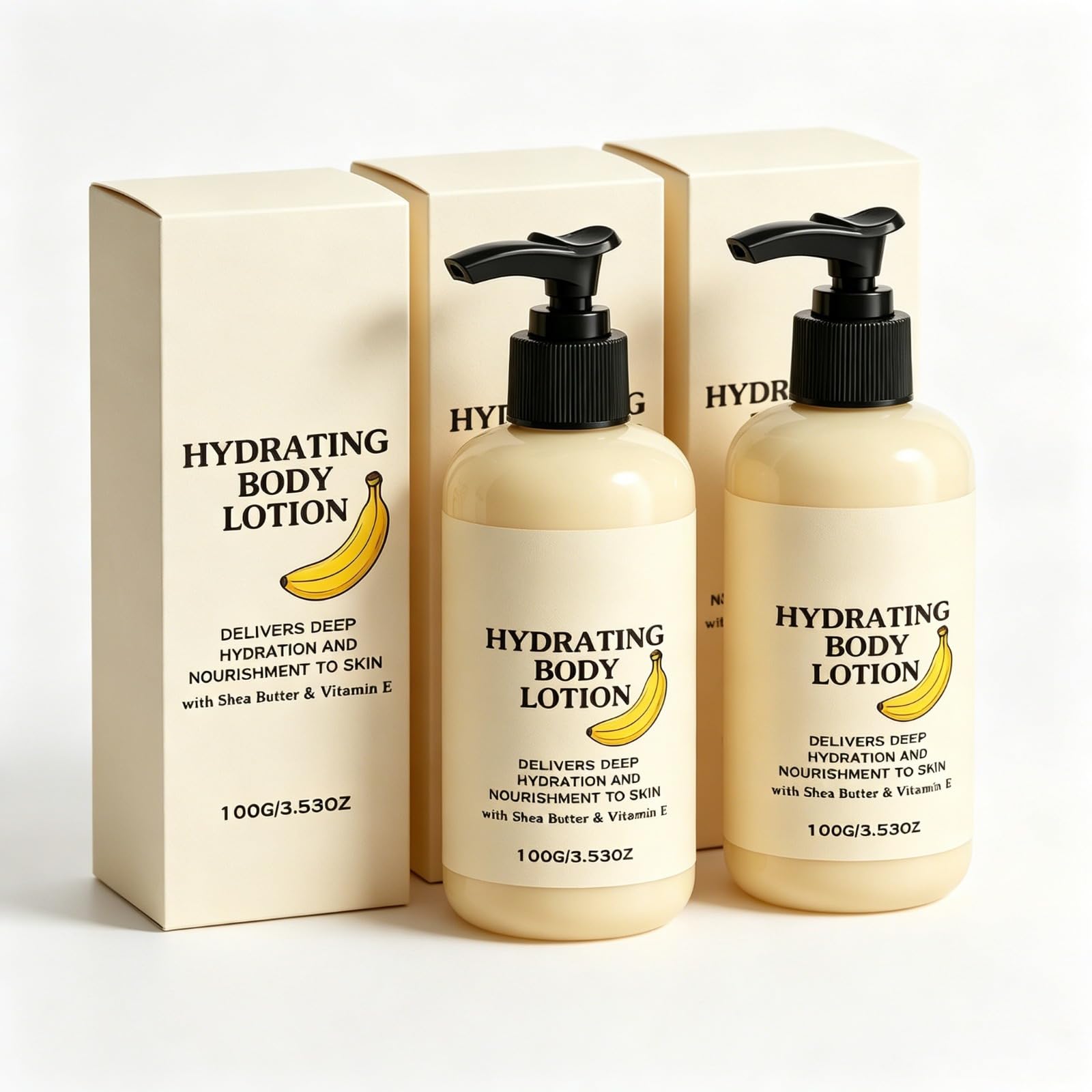 Loción Corporal Hidratante de Plátano, Nutrición Profunda con Manteca de Karité y Vitamina E, Crema Corporal para Piel Seca, Hidratación Duradera 100g
