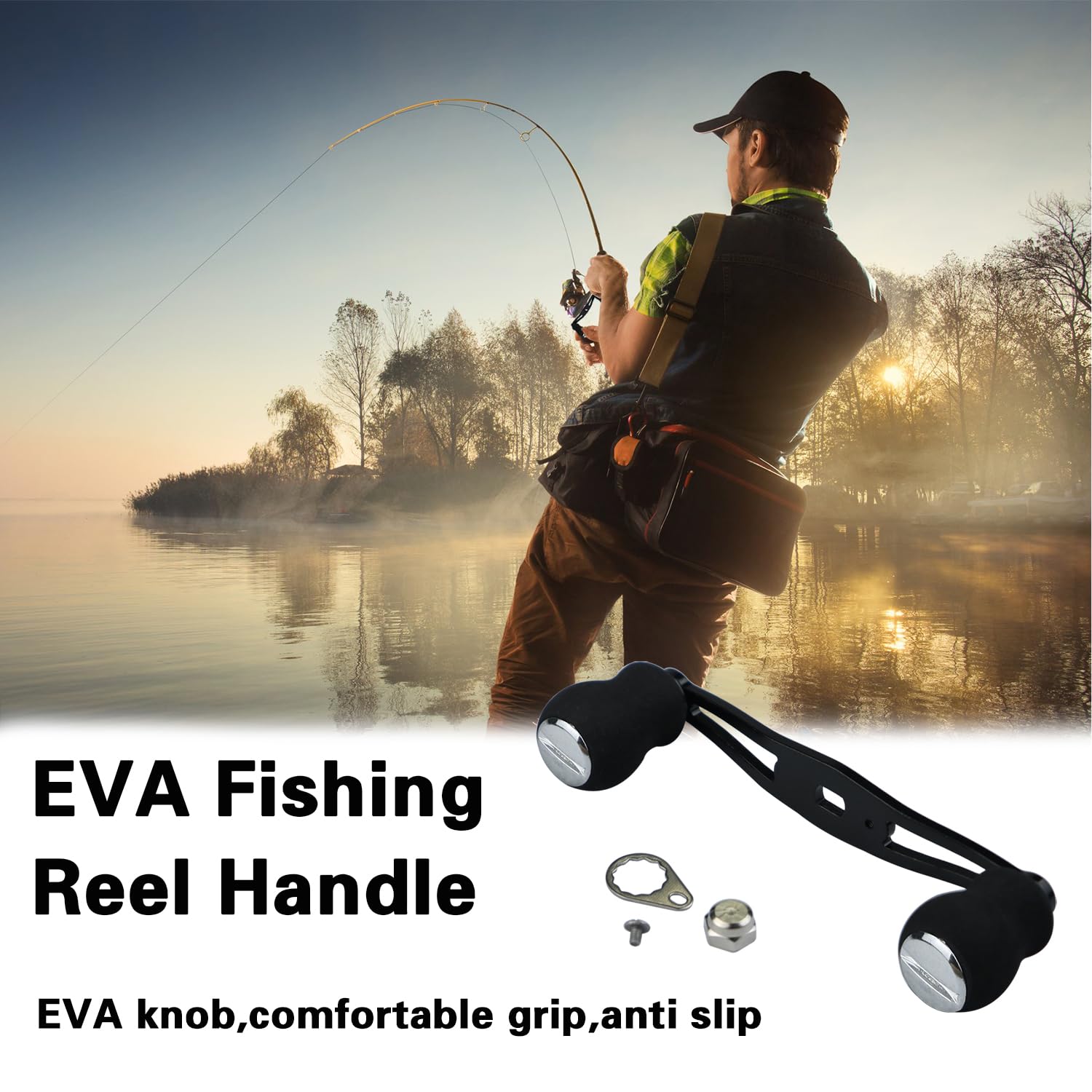 Bntyok 2 Pcs Fishing Reel Handle, Replacement Fishing Baitcast Reel Handle Rocker with EVA Grip for Abu Garcia Daiwa Baitcasting Reel