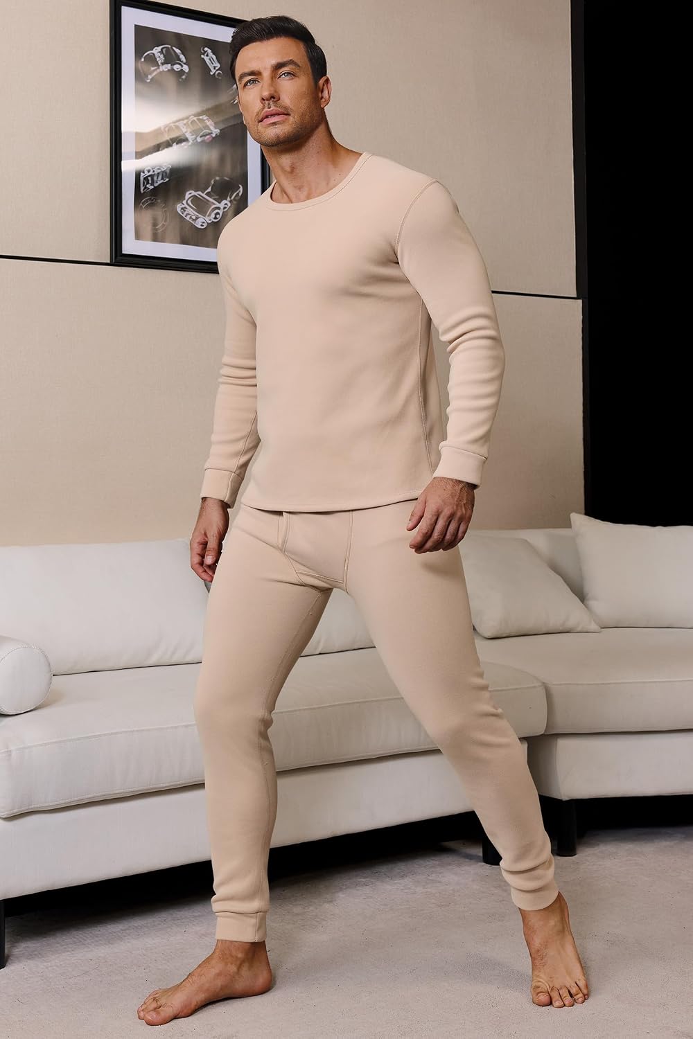 Men's Thermal Underwear Set Heavyweight Soft Fleece-Lined Top and Long Johns Winter Base Layer (S-XXL)