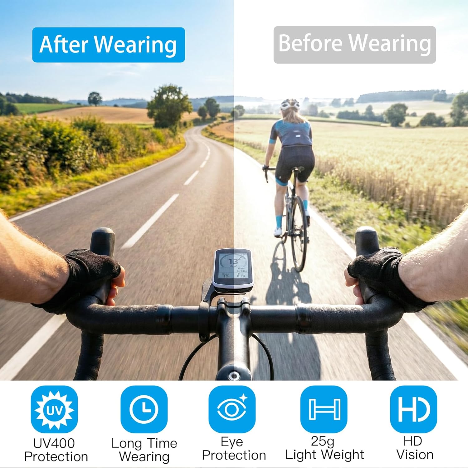 Cyxus Polarized Cycling Glasses Men Women Running Wraparound Sport Sunglasses Bike UV400 Protection P1570 - Image 3