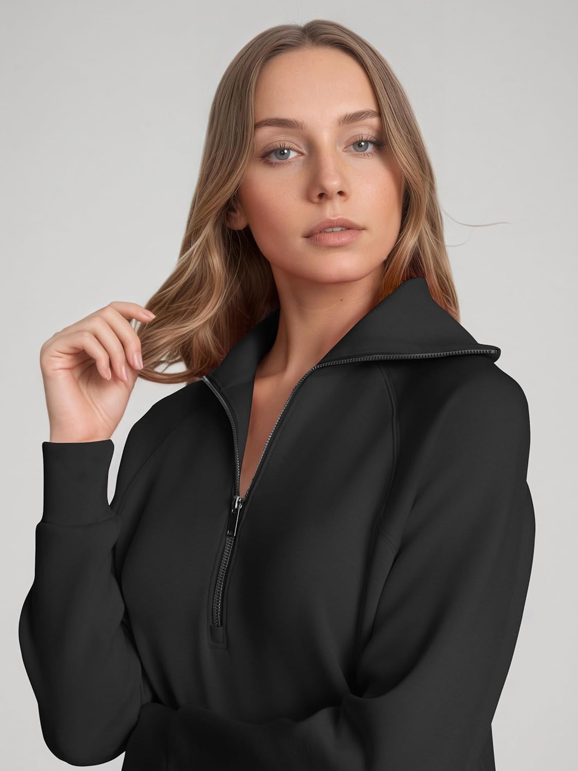 COCOMARTS Womens Long Sleeve Sweatshirt Dress Crewneck Quarter Zip Mini Dresses with Pocket 2025 Fall Winter Fashion Clothes - Image 3