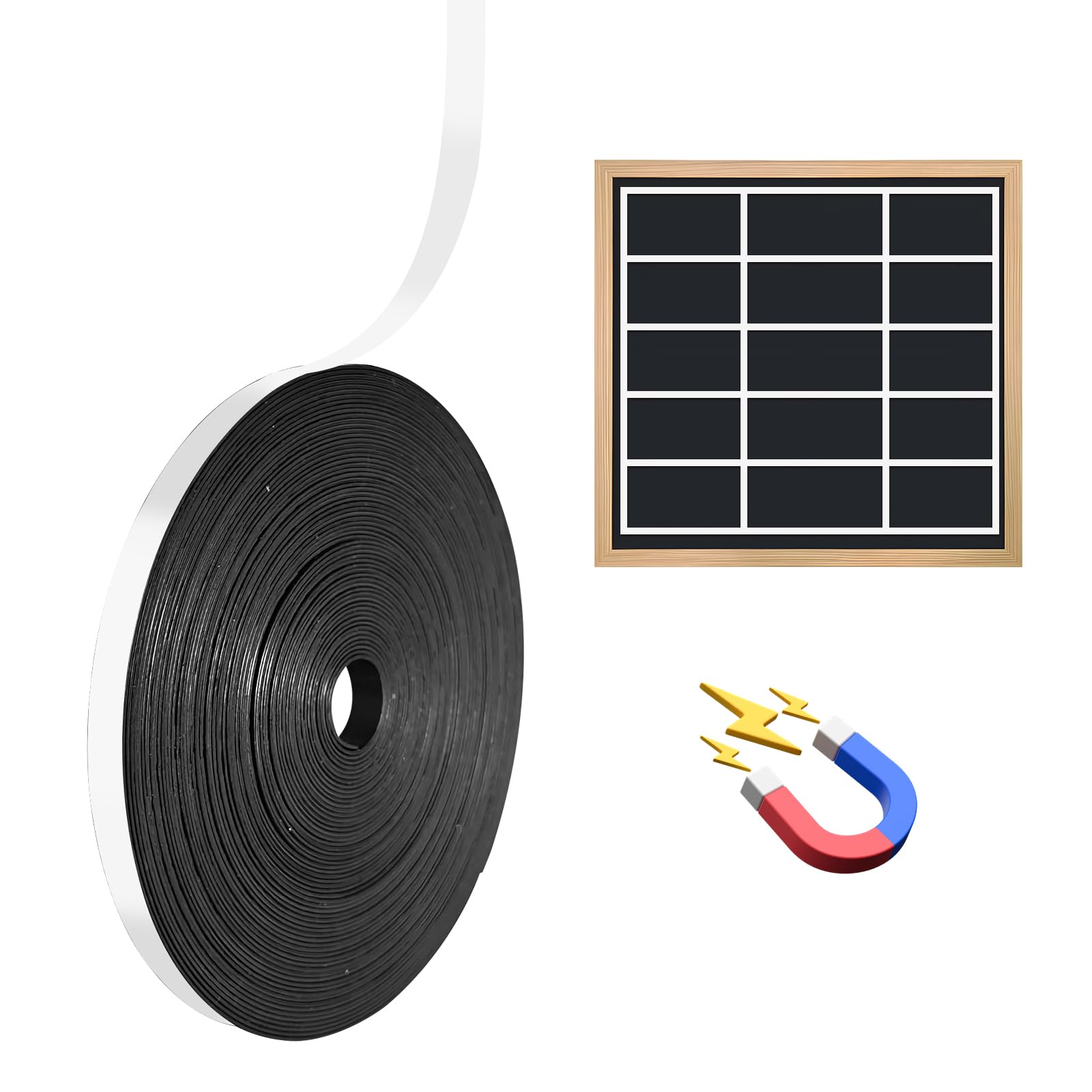 CHUNNIAO White Magnetic Tape for Classroom Chalkboard,Fine Line 1/5“ Highlighter Tape - 24 mil Thin Magnet Tapes,40 Yards