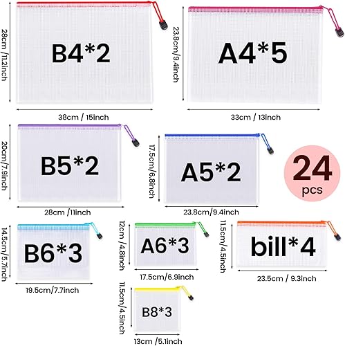 Miniatura 2 de 24 bolsas de malla con cremallera, 8 tamaños, bolsas de plástico con cremallera para organización, bolsas de malla con cremallera, bolsas de viaje