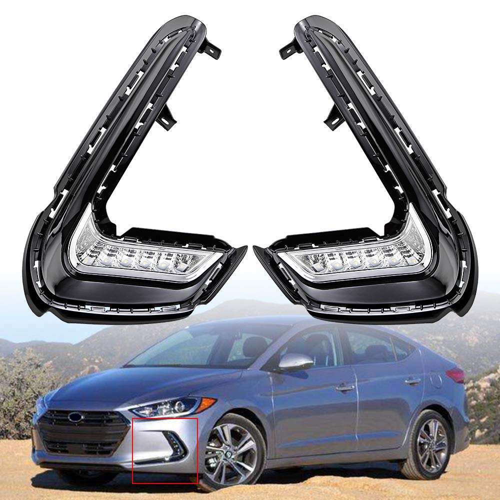 Astra Depot Compatible with 16 17 18 Hyundai Elantra LED Daytime Running Light DRL Fog Light Dual Function Turn Signal