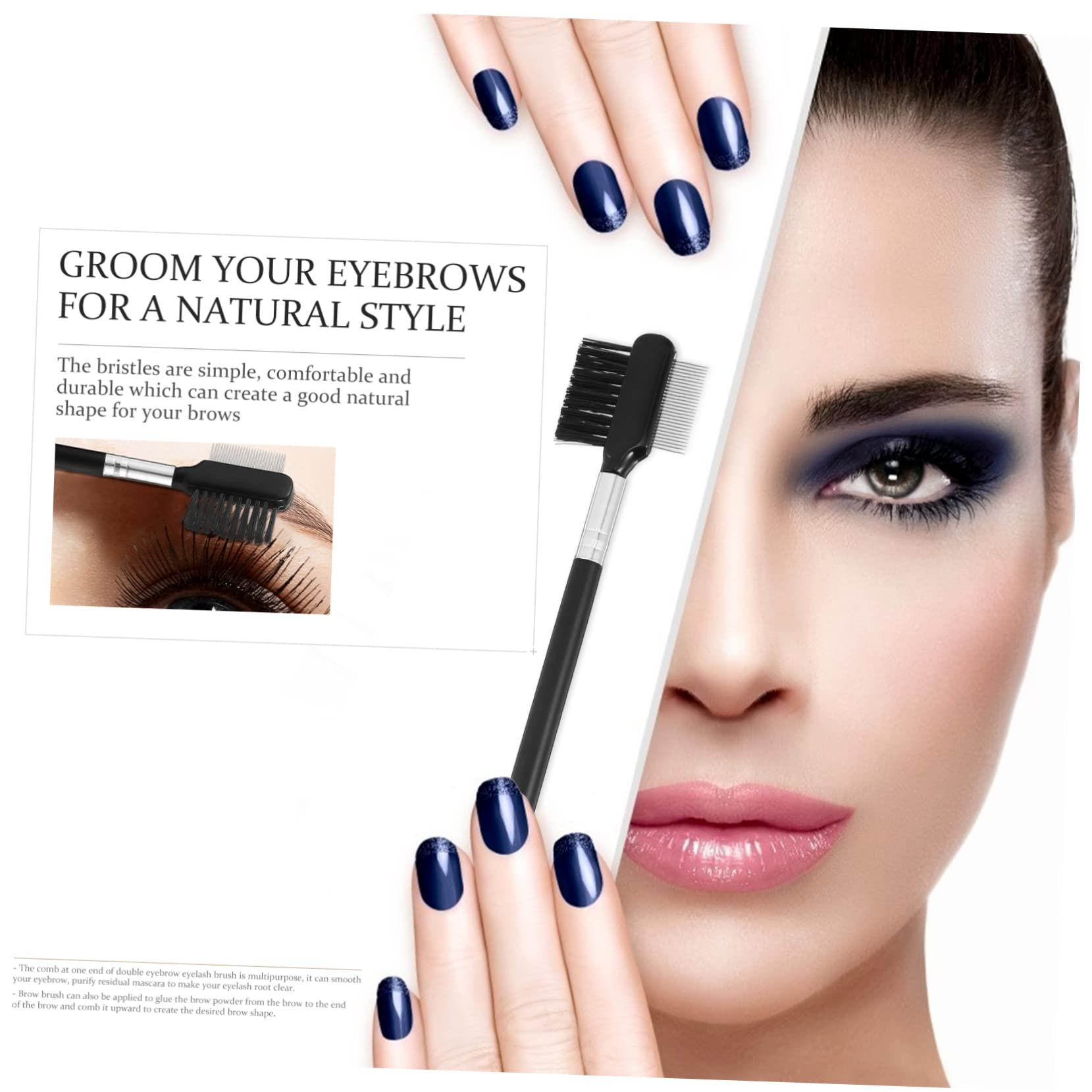 OUNONA 3Pcs Dual Head Eyebrow and Eyelash Comb Hair Brush with Comfortable Bristles Non Skid Handle for Grooming for Daily Use and Sharing