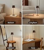 UME 3 Pack Cordless Table Lamp, Battery Operated Lamp - Portable Waterproof Rechargeable Table Lamp w/ 3 Color Temps & Stepless Dimming for Dinner, Desk, Cafe, Outdoor (Woodgrain) - 7