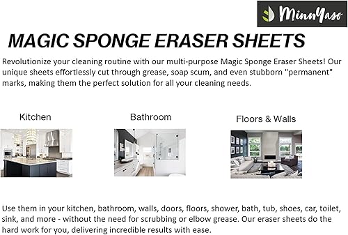 Miniatura 5 de Paquete de 100 hojas extra grandes – extra gruesas – Super duraderas de esponja mágica de 7.25 x 4.5 x 0.12 pulgadas | Almohadillas limpiadoras