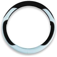 INEBIZ Universal Car Steering Wheel Cover Microfiber Leather Viscose Multi-Element Stitching Blue, Round