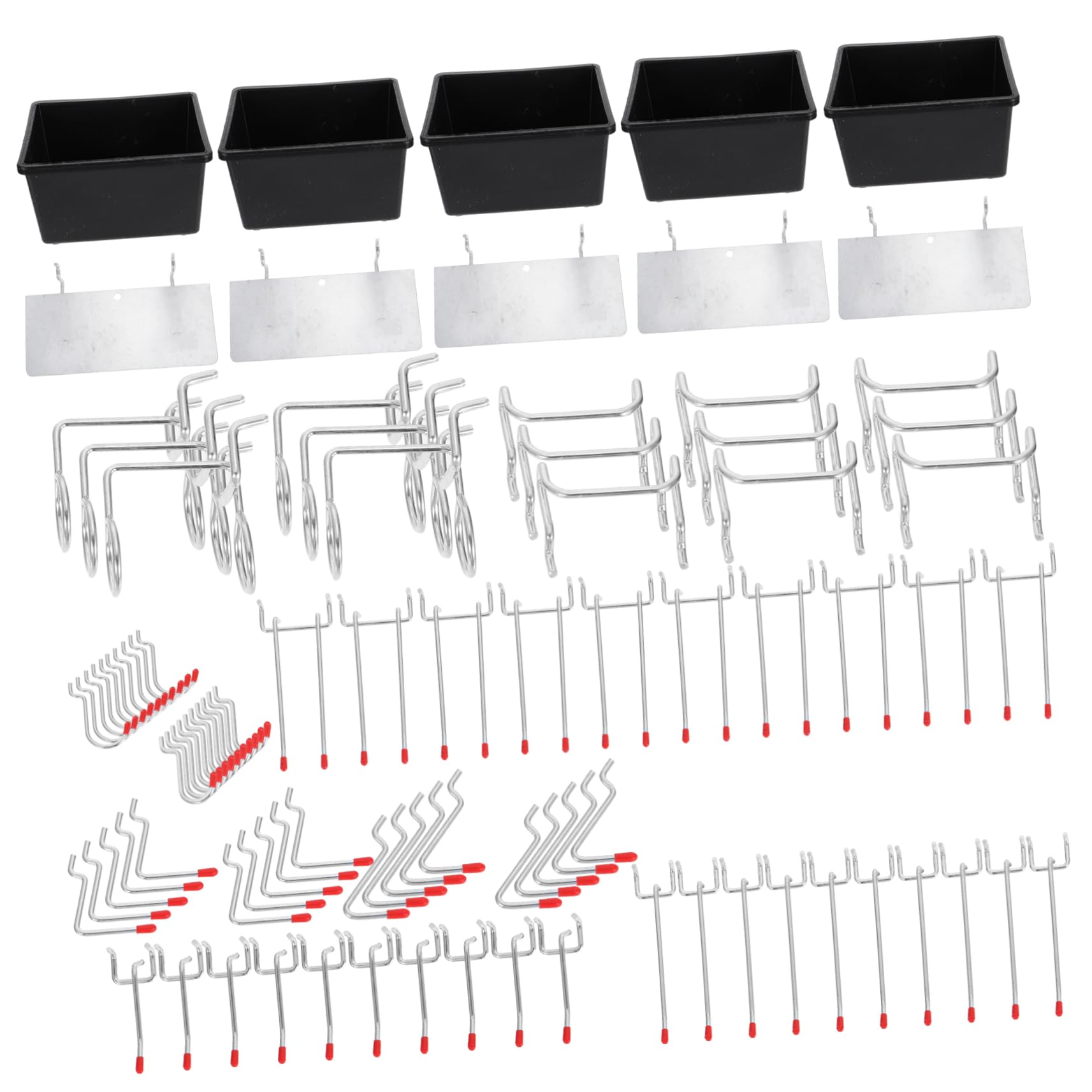 KICHOUSE Display Shelf Rack Hooks 101pcs Pegboard Hooks for Tools Cables Sports Equipment Organizer