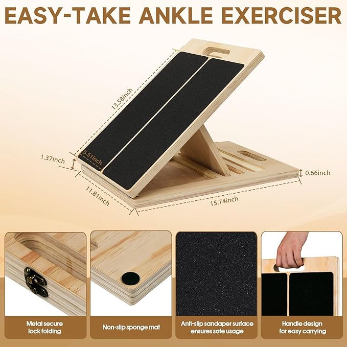 Tabla Inclinada de Madera de 5 Niveles para Estiramiento de Pantorrillas miniatura 3