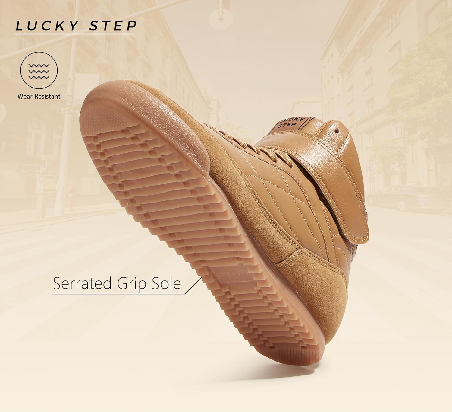 LUCKY STEP Women's High Top Sneakers Hook and Loop Lace Up Fashion Basketball Ankle Boots Skate Tennis Shoes Walking Casual Shoes - Image 5