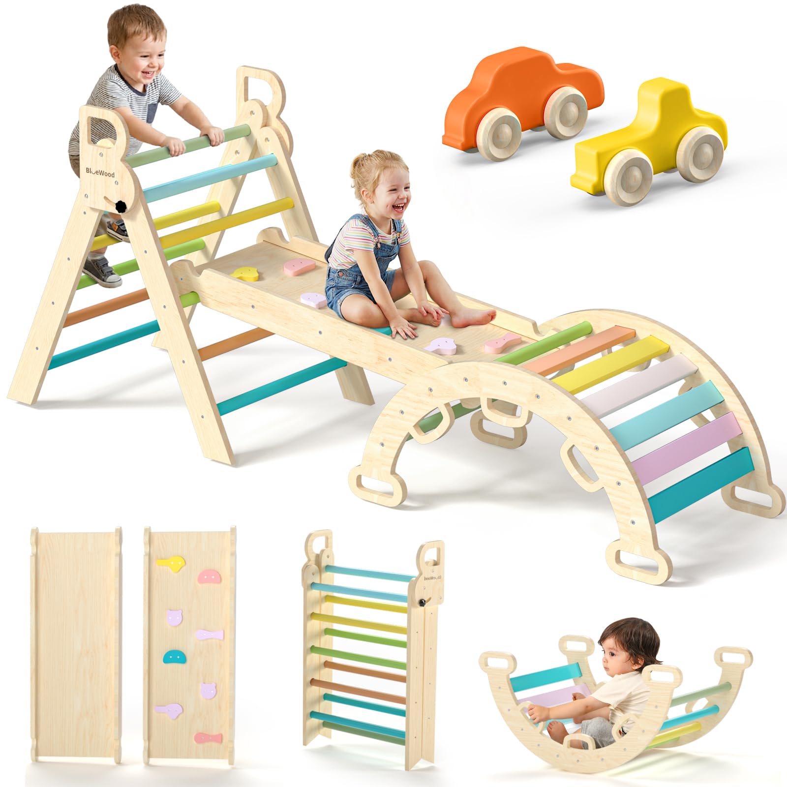 BlueWood Pikler Triangle 7-in-1 Foldable Set