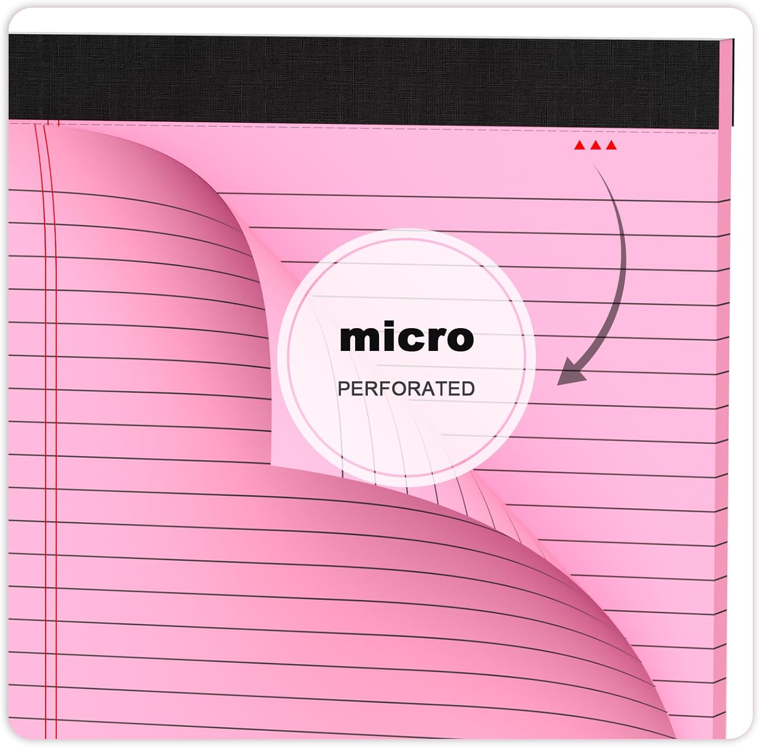 Pink Legal Pad Note Pads 8.5 x 11 inch, Wide Ruled Clear Print Writing Pads 30 Sheets/Pad, 20lb Colored Paper, Perforated Notepad with Sturdy Back (3 Pads Pink) - Image 5