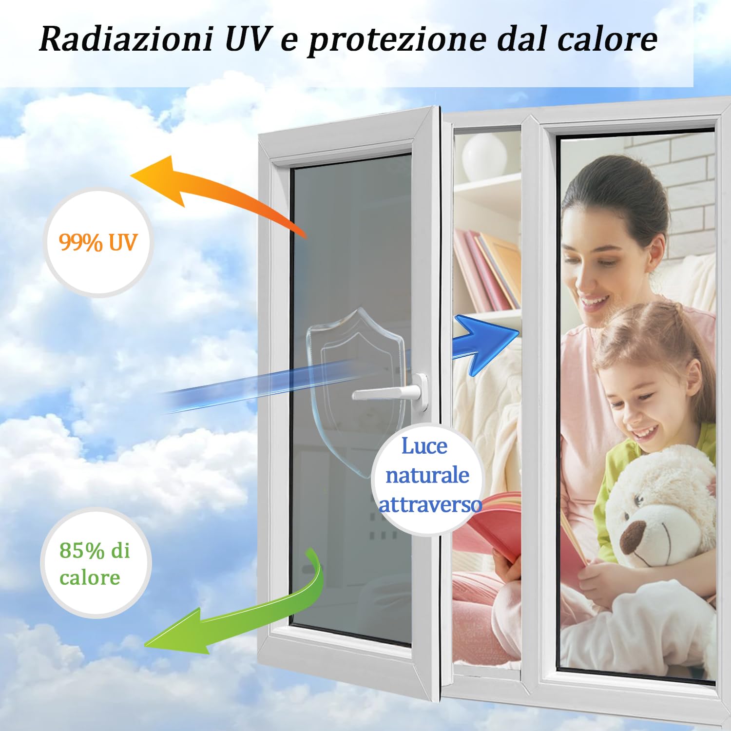 HKC Pellicola Specchio per Vetri Finestre, 44,5 x 400 cm Pellicola per Protezione Solare Autoadesiva, Pellicola Privacy Finestre Anti UV, Pellicola Termica per Finestra Adatto per Ufficio Casa