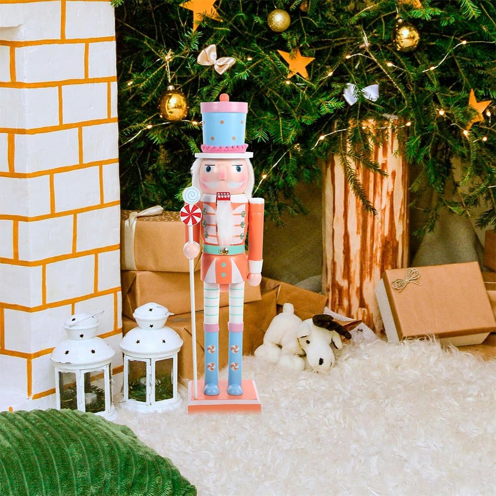 Veemoon Christmas Nutcracker Figures Traditional Nutcracker Ornaments for Theme Party Christmas Tree Decoration (Orange)