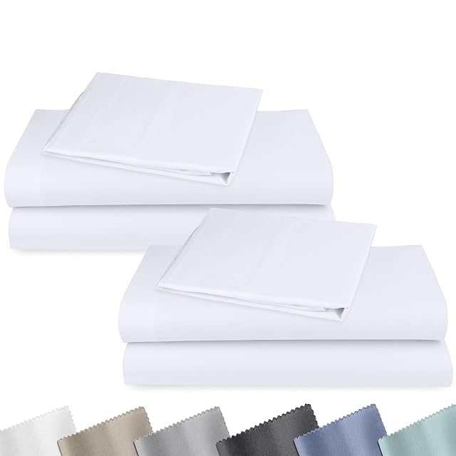 California Design Den 2-Pack Soft Natural 100% Cotton Sateen Twin Sheets Set, Bright White