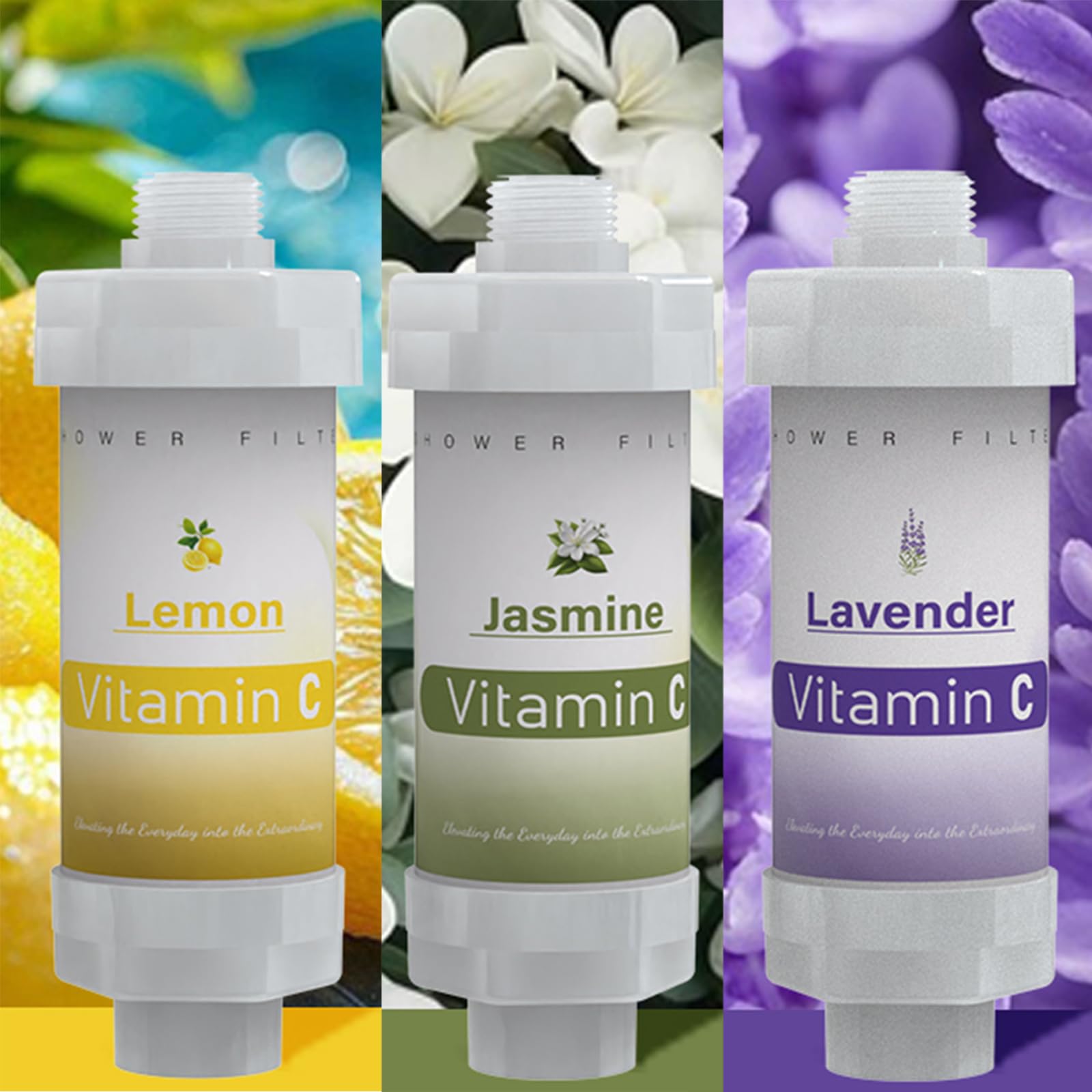Vitamin C Shower Filter for Hard Water Filter Aromatherapy Replacement Cartridge Bathtub Faucet Bathroom Accessories Remove Chlorine Fluoride Heavy Metals Lemon Jasmine Lavender — image 1