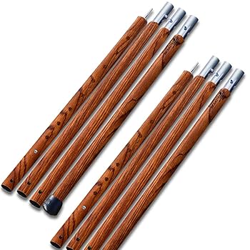 【美品】フィールドア φ32、φ24 ポールセット Amazon | FIELDOOR アルミテントポール 【2本セット / 木目調