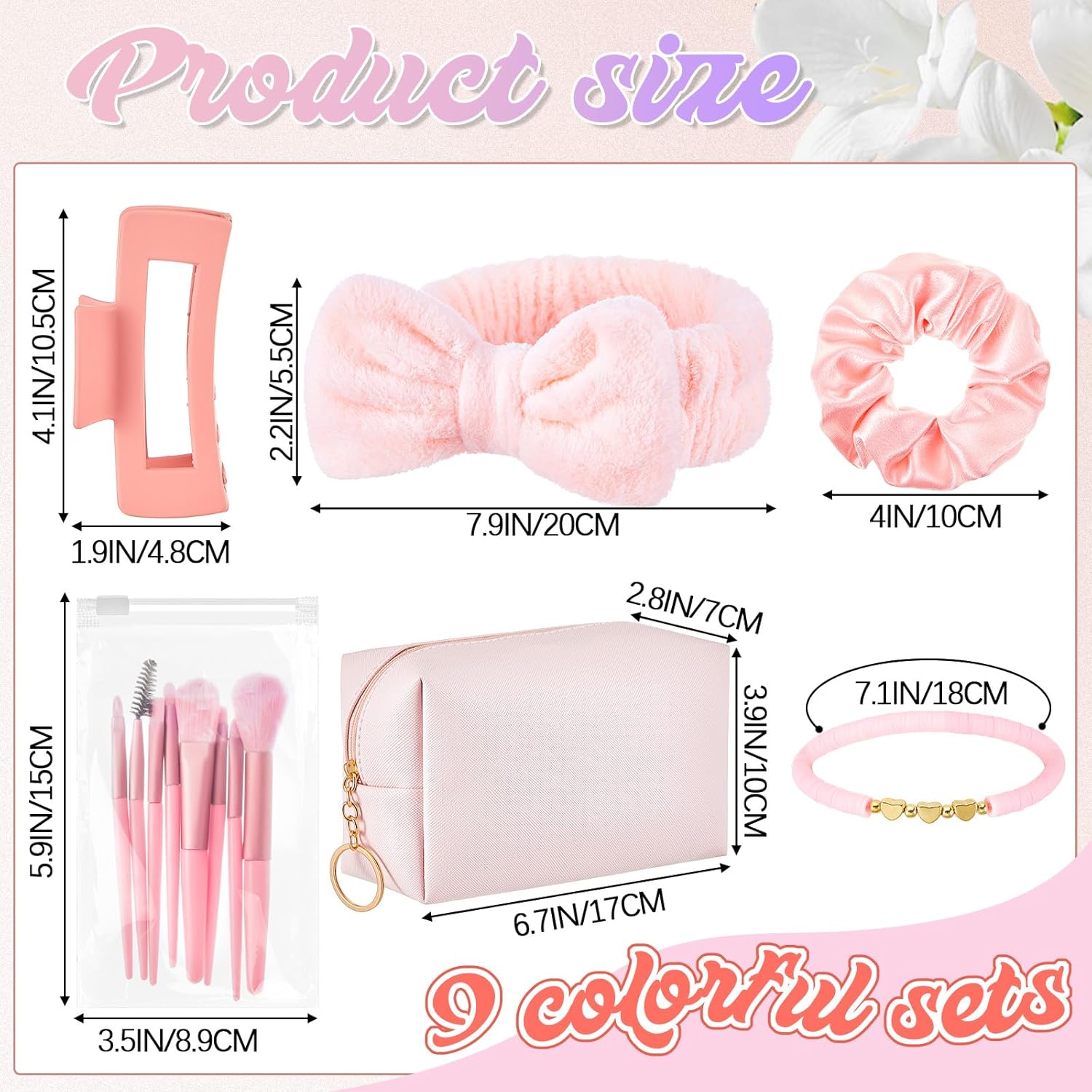 Zeyune 54 Pcs Gifts Sets Bulk for Tween Teen Women Preppy Party Favors Set Preppy Makeup Bag Hair Pin Scrunchies Headbands Bracelets Trendy Stuff Gift for Women Friend Birthday Present(Vivid Colors)