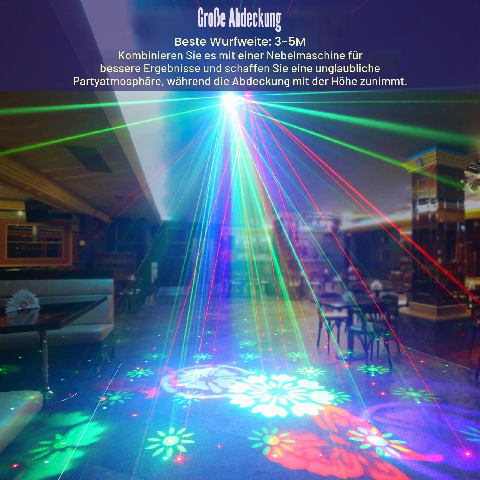 60W RGBW Disco Partylicht LED Discokugel, 6 In 1 Bühnenlicht mit Fernbedienung DMX512 Automatikmodus, Disco Licht Partylicht für Party Club Bar Zuhause Weihnachten Halloween Geburtstag