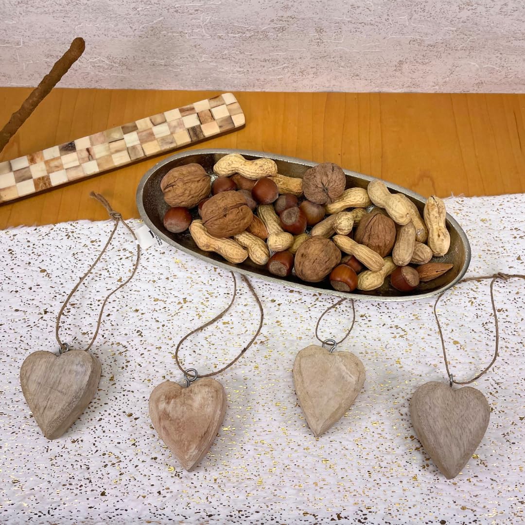 5 Holzscheiben In Herzform – Naturbraun, Je 15 Cm, Aus Mangoholz, Für Deko & Geschenke