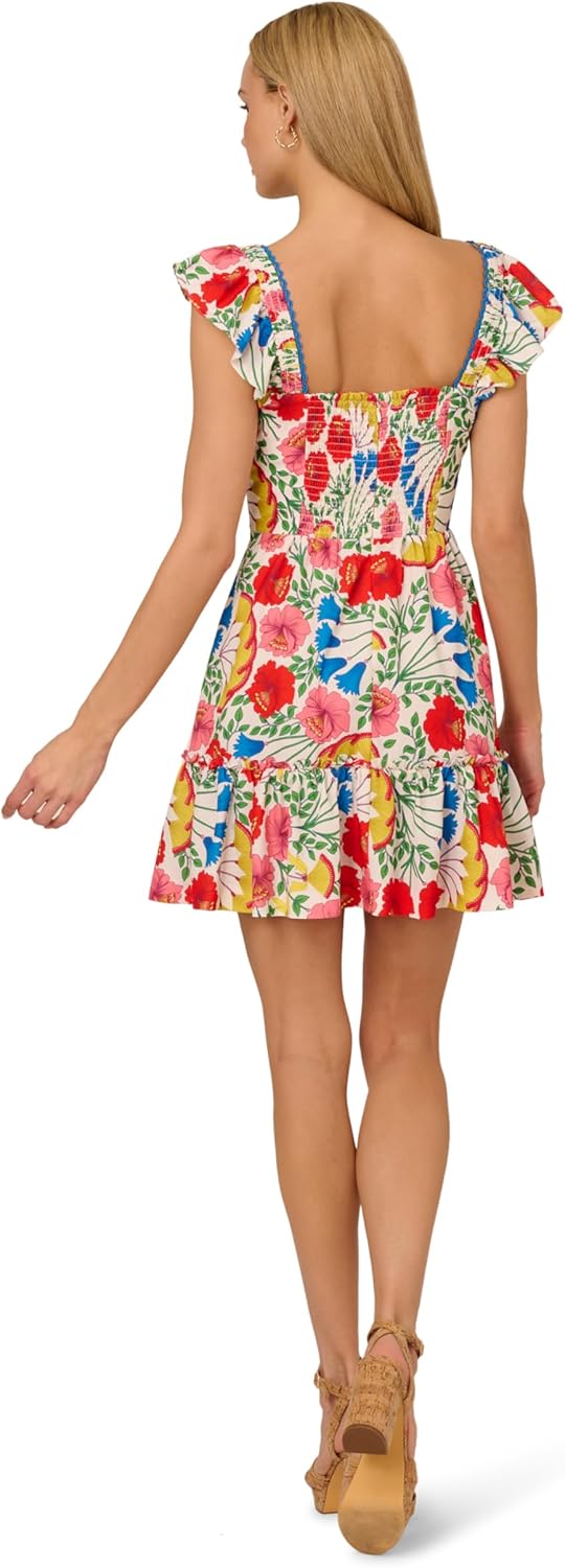 Adrianna Papell Women's Flutter Sleeveless Short Dress