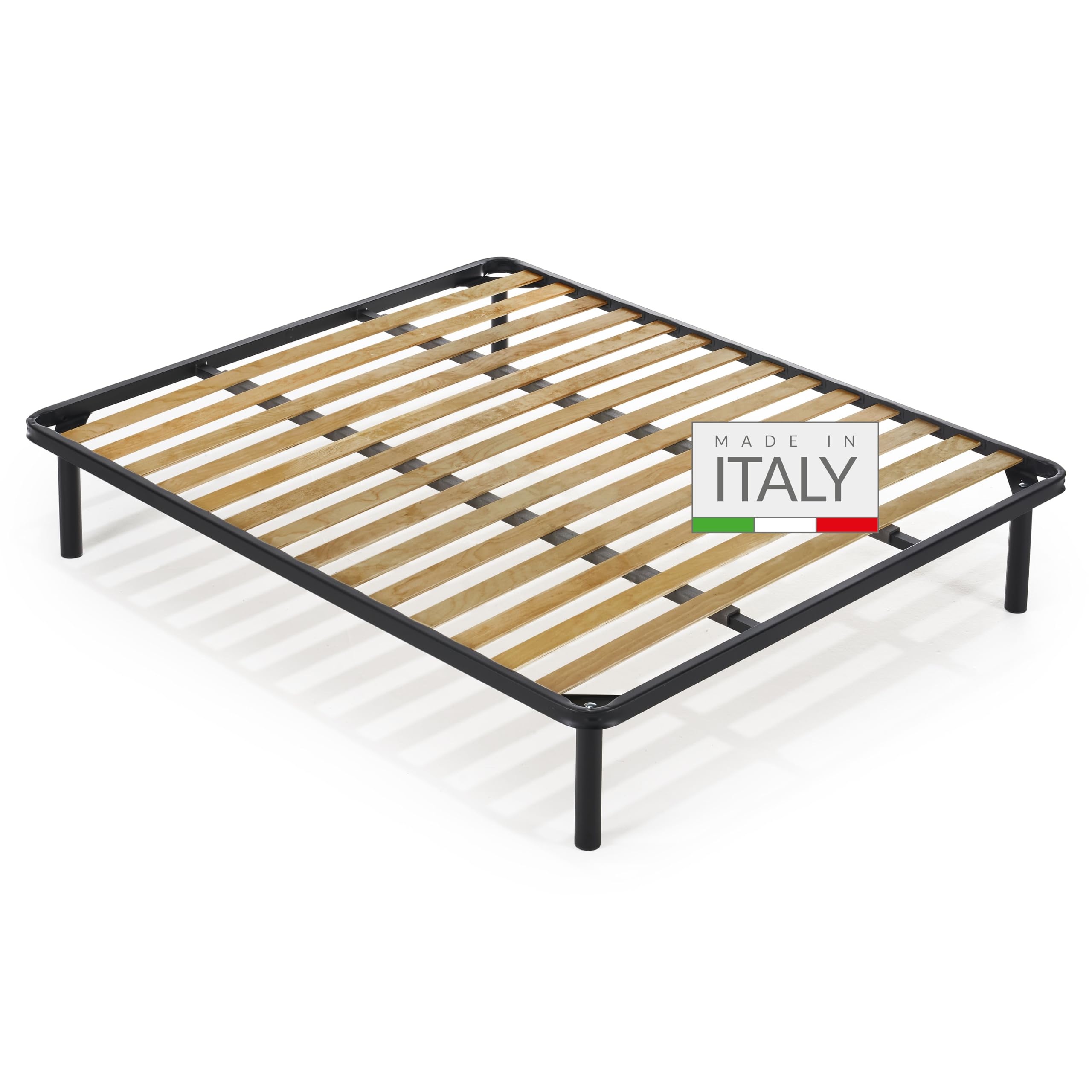 Feonase Letto Matrimoniale Queen Size In Metallo Con Testiera Imbottita In Lino, Contenitore Sottoretto 30,5 Cm, Fino A 450 Kg