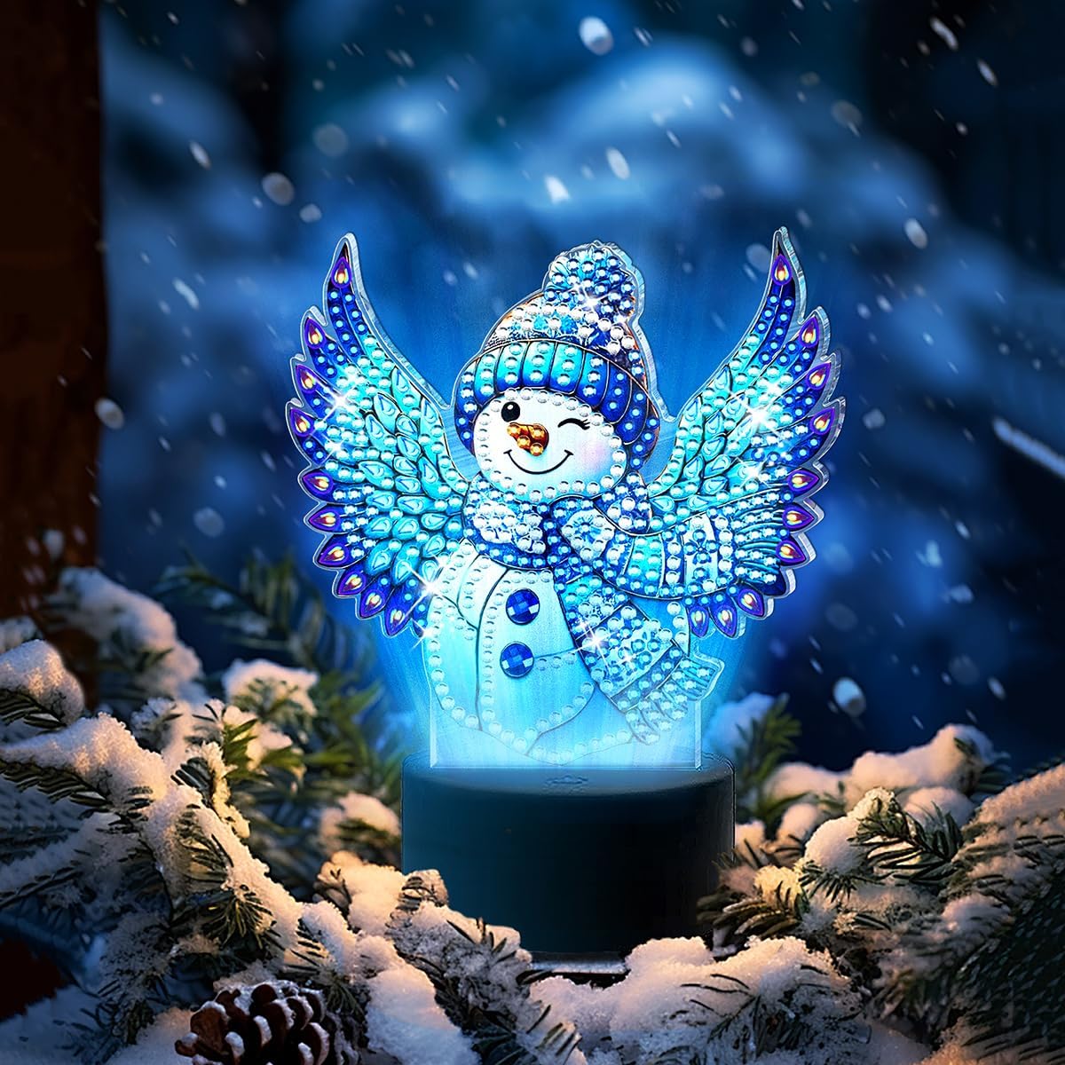 JBTM24 Diamond Art Night Light, Diamond Painting Desktop Ornaments for Adults, Gem Art Touch Lamp for Living Room Bedrooms, Desktop Bedside Luminous Ornaments Decorate (Moon)