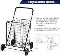 Vista 3 de Carritos de compras plegables con ruedas para comestibles, carrito de compras resistente, carrito de comestibles plegable portátil, carrito plegable