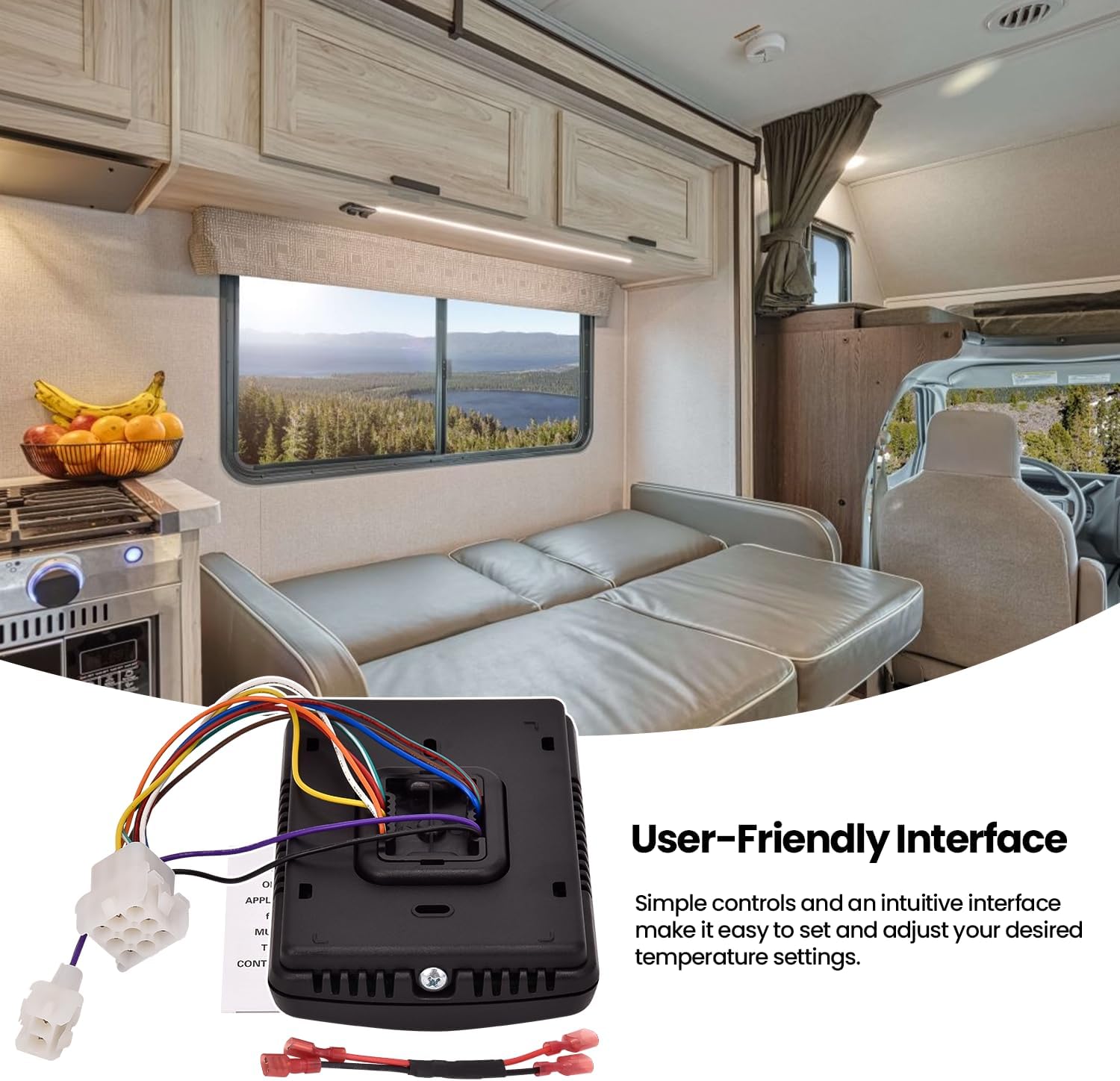 9330A3341 Digital Thermostat 12V Compatible with Coleman Mach 9- Series Multiple Zone RV Digital Thermostat, Hot/Cool Temperature Control Wall Mount, for RVs Black 9330A3351