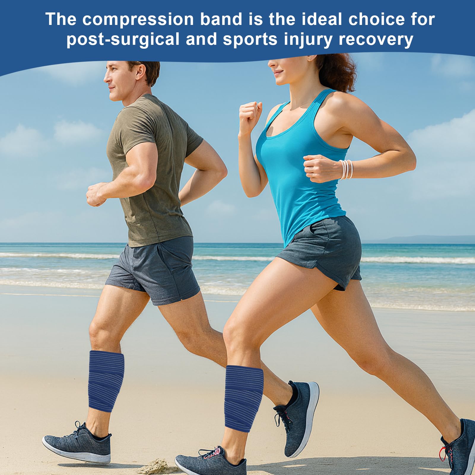 2 PCS Thigh Hamstring Compression Sleeve, Adjustable Thigh Compression Wraps for Varicose Veins Treatment for Legs, Nylon Quad Knee Support Bandage, Versatile Compression for Knee, Calf, Arm Blue — Amazon image 7