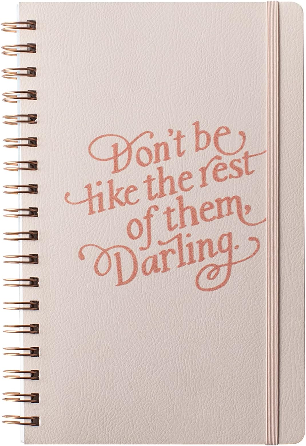 Fringe Studio "DARLING" SIGNATURE SPIRAL JOURNAL, Flexible Vegan Leather Flexible Cover, Exposed Twin-Ring Spiral Binding, Elastic Closure, 6″ x 9.5″, 160 lined pages (896040)
